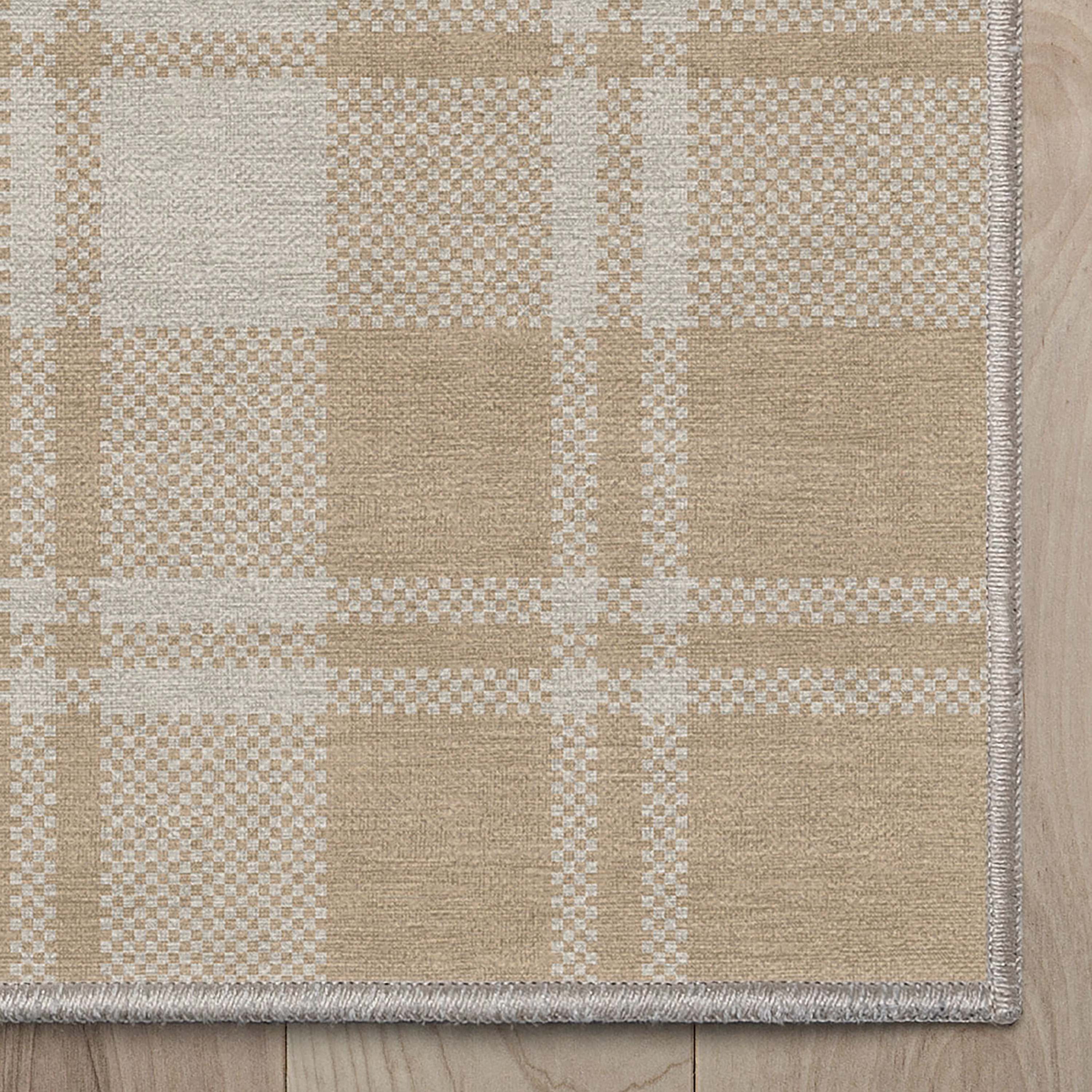 Well Woven Apollo Flatwoven Plaid Beige Brown 2' x 5' Runner Rug
