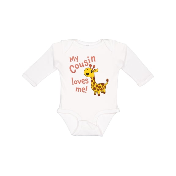 Inktastic My Cousin Loves Me Cute Giraffe Boys or Girls Long Sleeve Baby Bodysuit