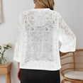 thumbnail image 5 of Arlun Black Lace Cardigans for Women 3/4 Sleeve Knit Open Front Elegant Lightweight Casual Tops Basic Solid Color Thin Breathable Fall Fashion Outwear for Daily Wear White XL, 5 of 5