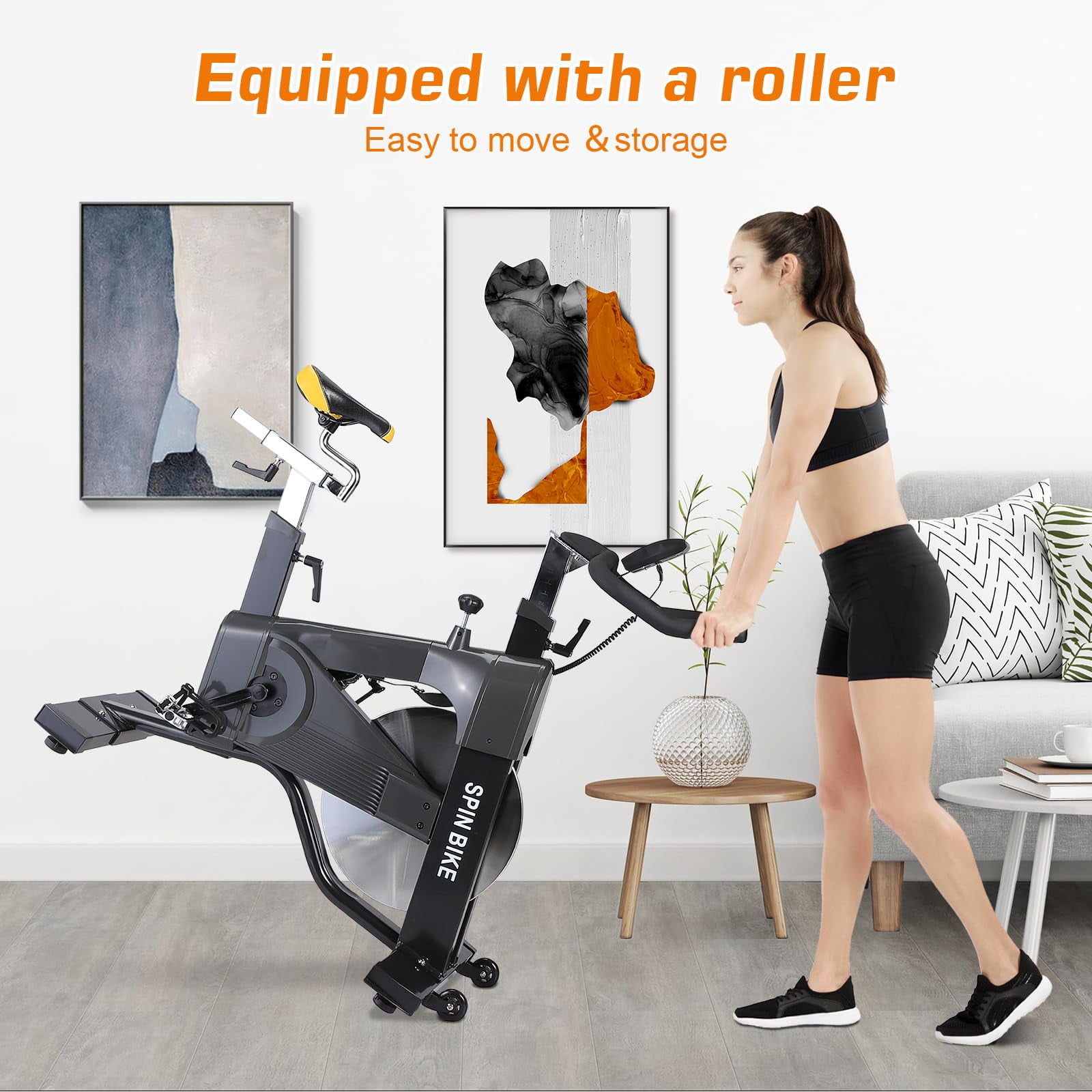 Ataucjin Commercial Exercise Bike,Stationary Bike for Home Gym,Cycling Bike for Home Cardio,Silent Belt Drive,300lbs Weight Capacity,Adjustable Comfortable Seat/Magnetic Resistance,Workout Bike