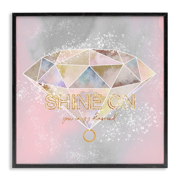 Stupell Industries Contemporary Shine On Crazy Diamond Glam Pink Geometric Pattern Black Framed Giclee Art, 12 x 12, by Ziwei Li