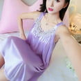 thumbnail image 3 of Ice Silk Pleated Nightgown Loose Sleepwear Nightshirt Sleeveless Sleep Dress, 3 of 21