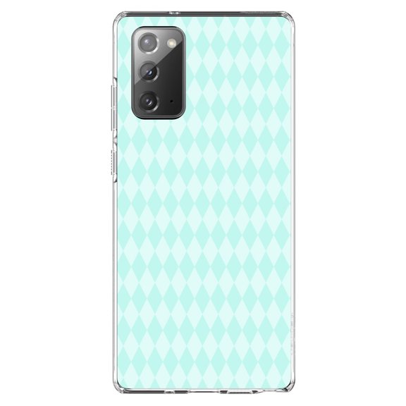 DistinctInk Clear Shockproof Hybrid Case for Galaxy Note 20 ULTRA (6.9" Screen) - TPU Bumper, Acrylic Back, Tempered Glass Screen Protector - Teal Diamond Pattern