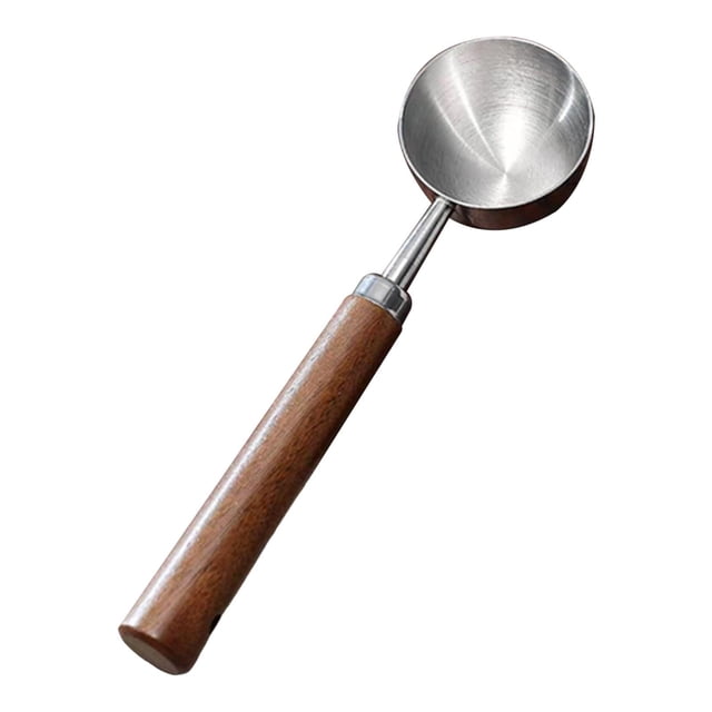 Cuchara de café para granos de café, acero inoxidable, mango de madera de nogal, especias en polvo, café 17cmx44cm
