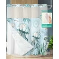 thumbnail image 2 of No Hook Shower Curtain with Snap-in Liner, Aqua Jellyfish Waterproof Fabric Bathroom Curtains, Coastal Nautical Ocean Shells Seaweed Bath Curtains & Mesh Top Window 66"x72", 2 of 6