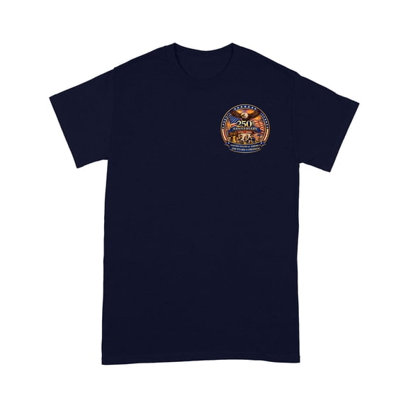 United States of America 250 Years of Freedom Patriotic T-Shirt Front & Back