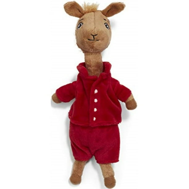 llama red pajama beanbag stuffed animal plush toy, 10"
