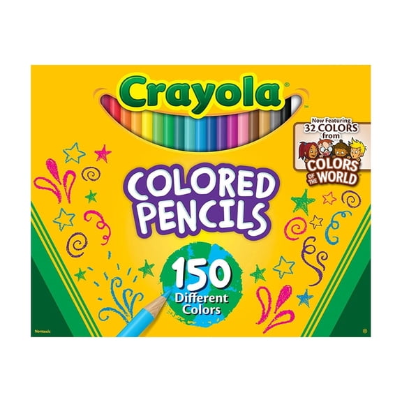 Crayola Colored Pencil Set, Colors of the World, 150 Ct, Stocking Stuffers, School Supplies, Arts and Crafts, Holiday Gifts for Teachers, Teens and Kids, Ages 5