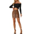 thumbnail image 2 of Allegra K Women's Metallic Zipper Front High Waist Holographic Mini Short Skirt, 2 of 5