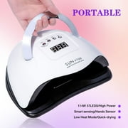 Tcwhniev 180W UV LED Light Lamp Nail Dryer for Gel Polish 57 Beads Fast Curing Portable Nail Dryer for Fingernail Nail Lamp & Toenail Gels Polish,4 Timers