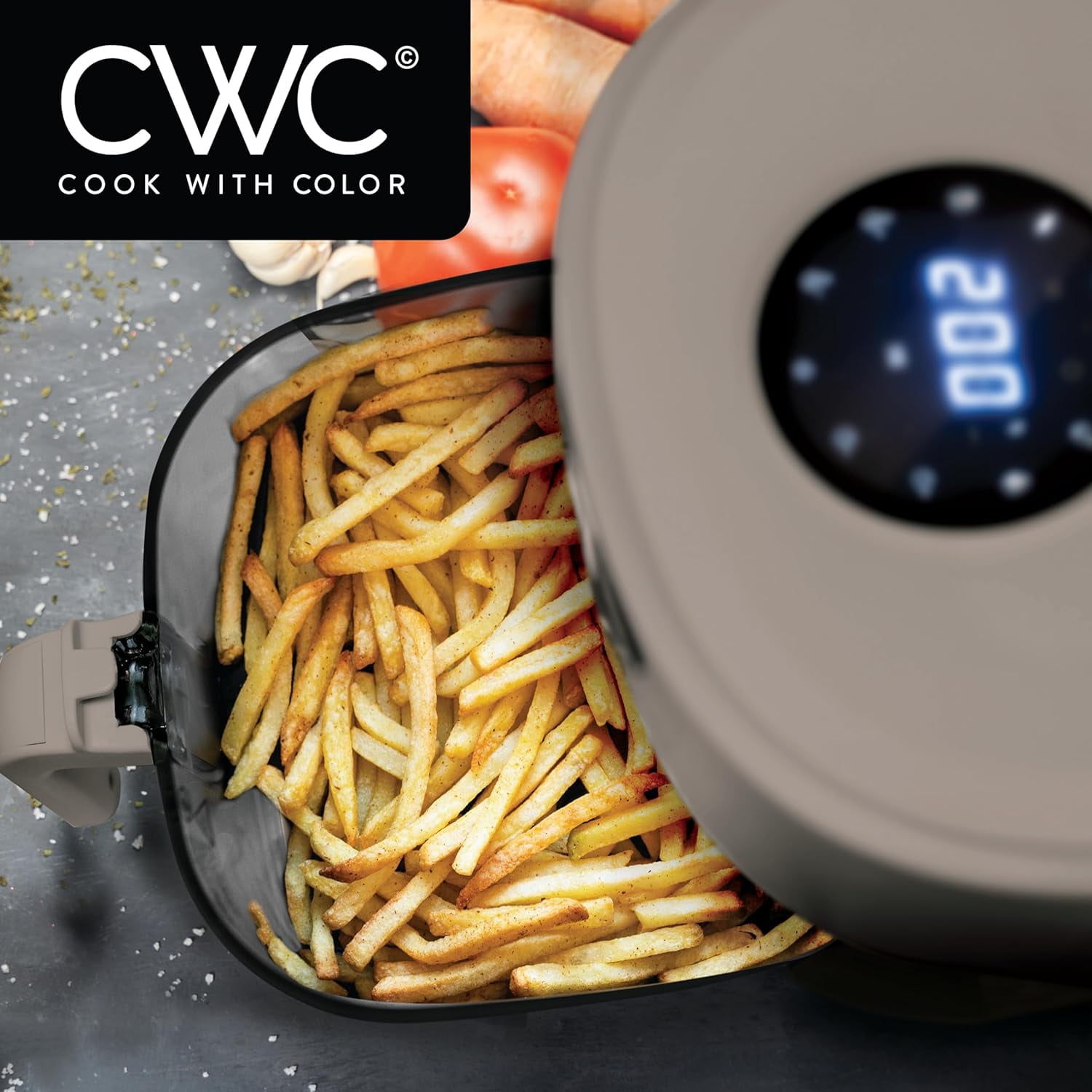COOK WITH COLOR Air Fryer, 4Qt Glass Air Fryer, Stylish Kitchen Appliance, Beige