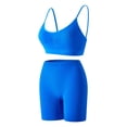 thumbnail image 3 of Mafeati Womens 2 Piece Workout Sets Sports Bra Camisole Tops Biker Shorts Athletic Yoga Gym Outfits Set, Blue, L, 3 of 7