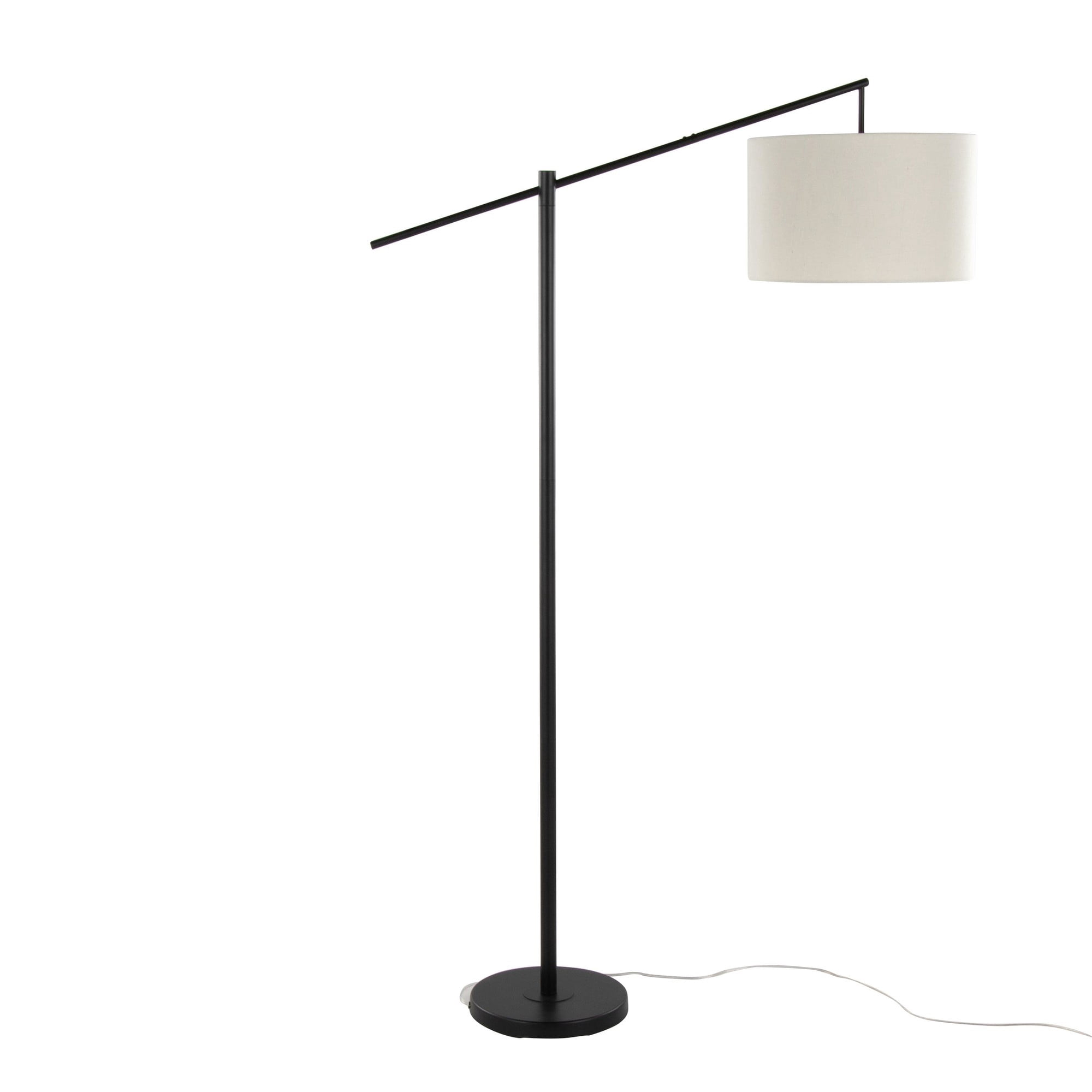 LumiSource Matte Black Metal, Natural Linen Casper 69" Metal Floor Lamp