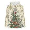 thumbnail image 5 of Brondbend Women Hoodie Hoodies for Women Pullover Long Sleeved Drawstring Pocket Pullover Christmas Print Stylish Oversized Tops Lady Daily Sports Fall Winter Wear Khaki, 5 of 5