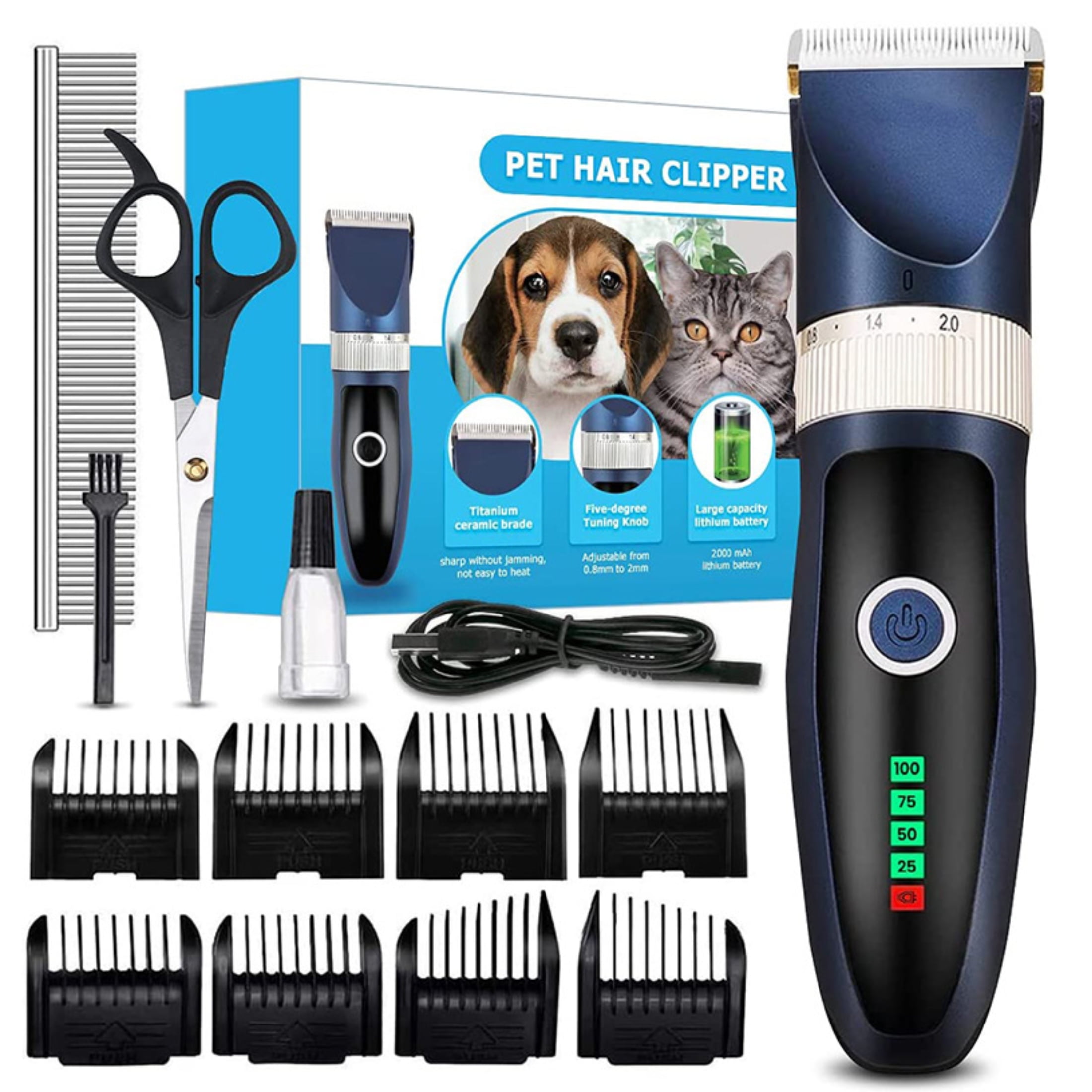 LUKITO Dog Clippers, IPHISI Cordless Pet Grooming Kit 12PCS Rechargeable  Cat Shaver Quiet Electric Dog Shears for All Pets 