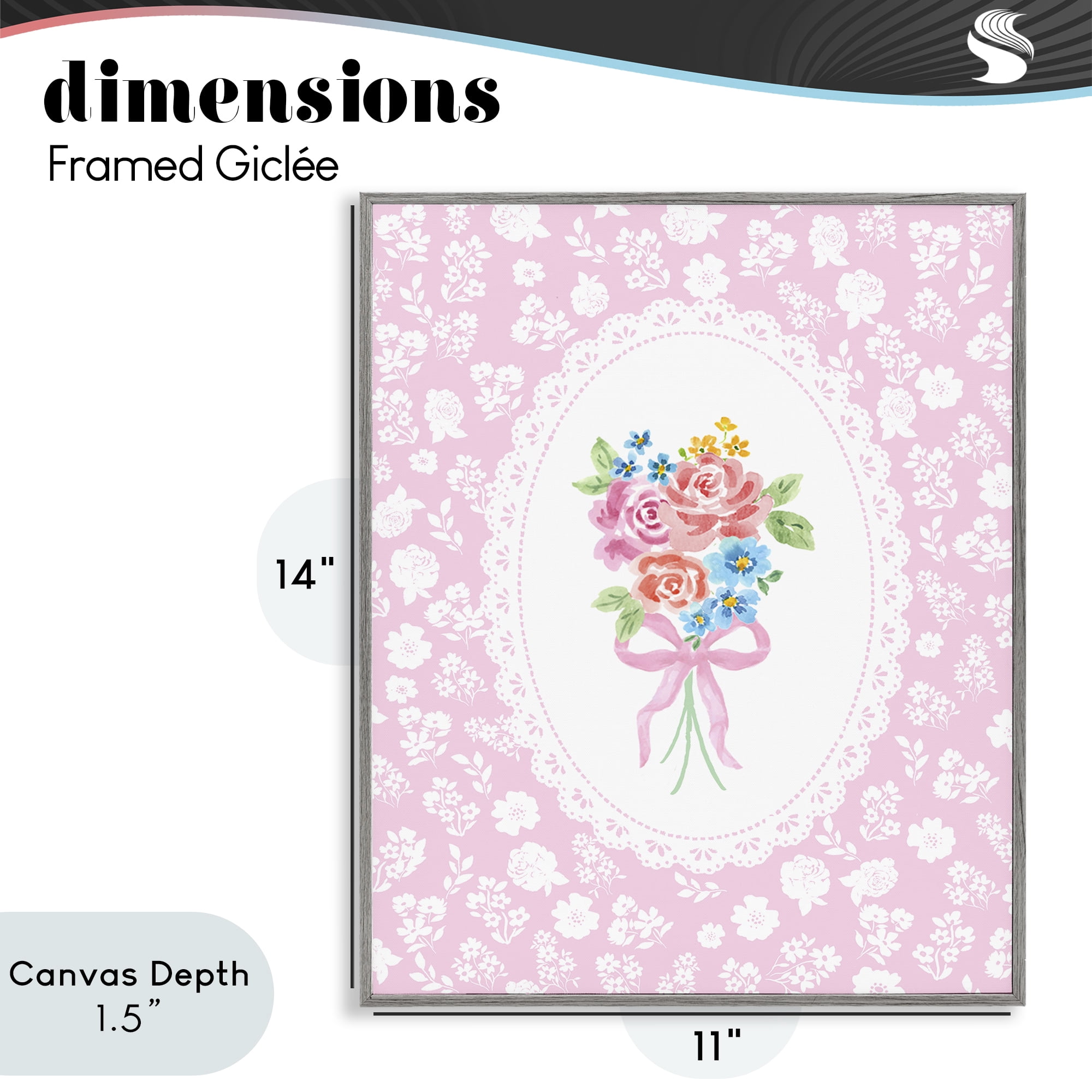 Stupell Industries Pink Feminine Bouquet Gray Framed Giclee Art, design by Corinne Haig
