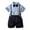 Dark Blue, variant on Toddler Baby Boys Formal Suit Gentleman White Bow Tie Shirt Tops  Suspender Shorts Bib Pants Overalls Clothes 4pcs