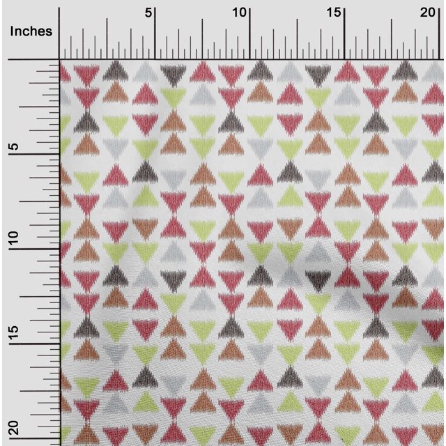 oneOone Tissu en Coton et Soie Imprimé Ikat Triangle au Mètre 42 Pouces de Large