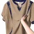 thumbnail image 6 of Workout Shirts for Men Short Sleeve,Plaid Patchwork Short Sleeve T-Shirt for Men Stylish Summer Loose V Neck Pullover Casual Tee Shirts, 6 of 8
