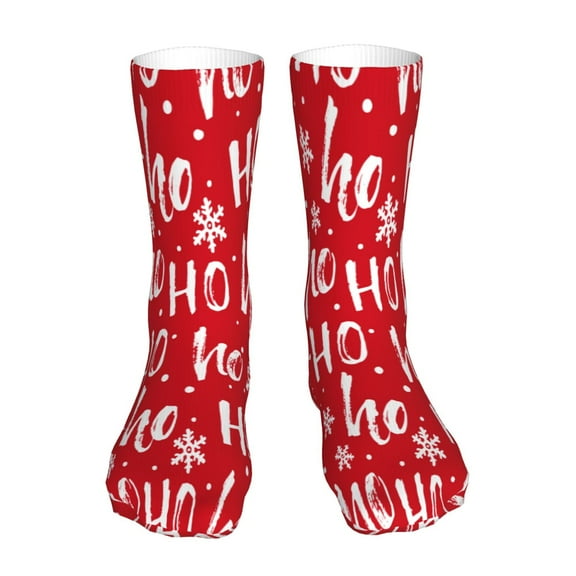 Cauagu Hohoho Pattern Fun Novelty Crew Socks,Casual Athletic Socks Neutral Socks Cozy Crew Socks Christmas Gift