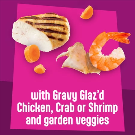 FRISKIES GLAZ’D AND INFUZ’D CHICKEN, CRAB & SHRIMP FLAVOR CHUNKS IN GRAVY WET CAT FOOD VARIETY PACK, 5.5 OZ. CAN (12 PACK)