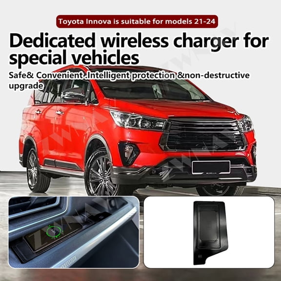 ZWNAV AI car Auto wireless charger for Toyota lnnova 2021-2024 Intelligent Infrared Fast Wireless Charging