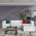 thumbnail image 2 of Sectional Sofa Set, Faux Vegan Leather, White, Modern Contemporary Urban Design, Living Lounge Room Hotel Lobby Hospitality, 2 of 10