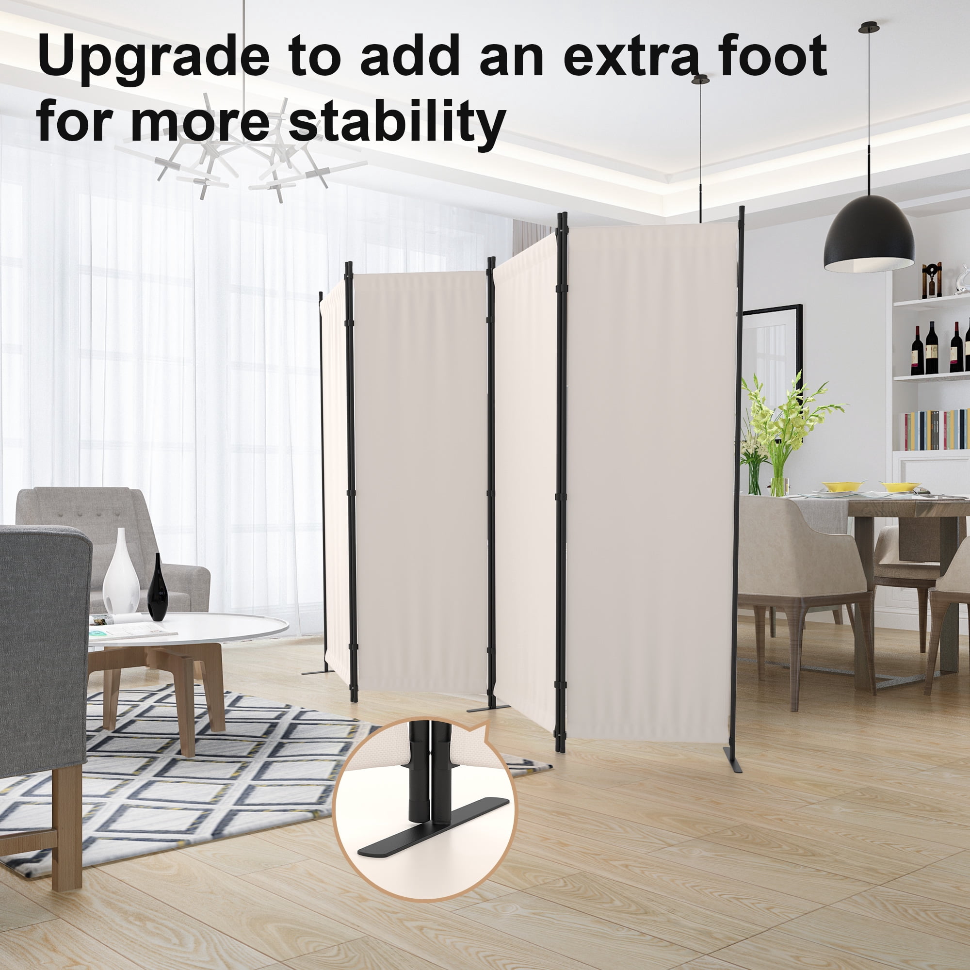 Room Divider 4 Panel Folding Privacy Screens 88" Portable Room Partition for Room Separator Freestanding Wall Divider for Office Bedroom Classroom Hospital, White