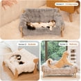 thumbnail image 4 of Elevated Cat Couch Bed for Indoor Cats, Wooden Cat Sofa with Removable Washable Fluffy Cover Raised Kitty Lounge Chair Suitable for Puppy(Cat Sofa Khaki), 4 of 12