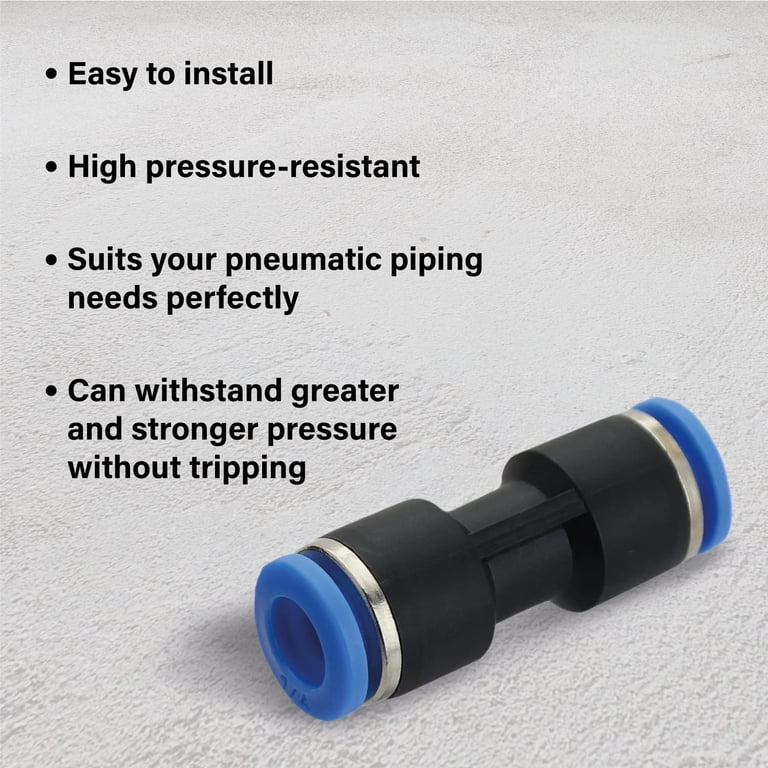 5 Pack Push To Connect Air Fittings - 1/4" OD Tube Quick Connect Unions, For Air & Water Lines Up To 145 PSI