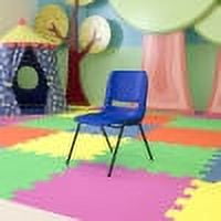 BizChair 440 lb. Capacity Kid's Navy Ergonomic Shell Stack Chair with Black Frame and 14" Seat Height