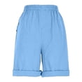 thumbnail image 5 of vigerkar Women's Bermuda Shorts Knee Length Elastic Waist Drawstring Workout Athletic Long Shorts with Pockets (Light Blue, XXL), 5 of 7