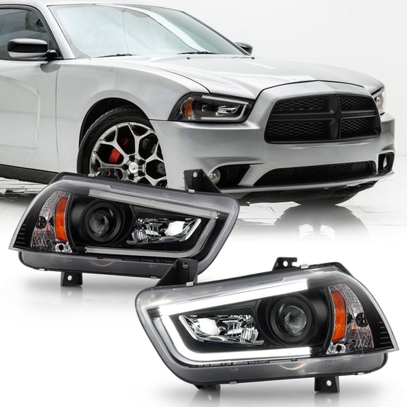 2011-2014 Charger R/T HID Ver. LED Tube Projector Headlights Lamps Set L R 11-14