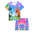 thumbnail image 2 of WIBACKER 3-12Years Kids Boys 2-Piece Pajamas 3D Dinosaur Short Sleeve Cool Summer PJ Set Toddler Sleepwear, 2 of 14
