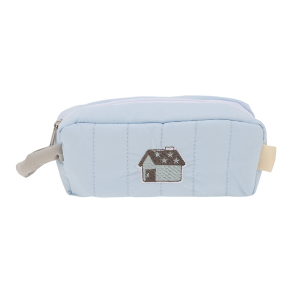 Unique Bargains 1 Pc Blue House Style Drawstring Makeup Bag for Vacation Blue Polyester