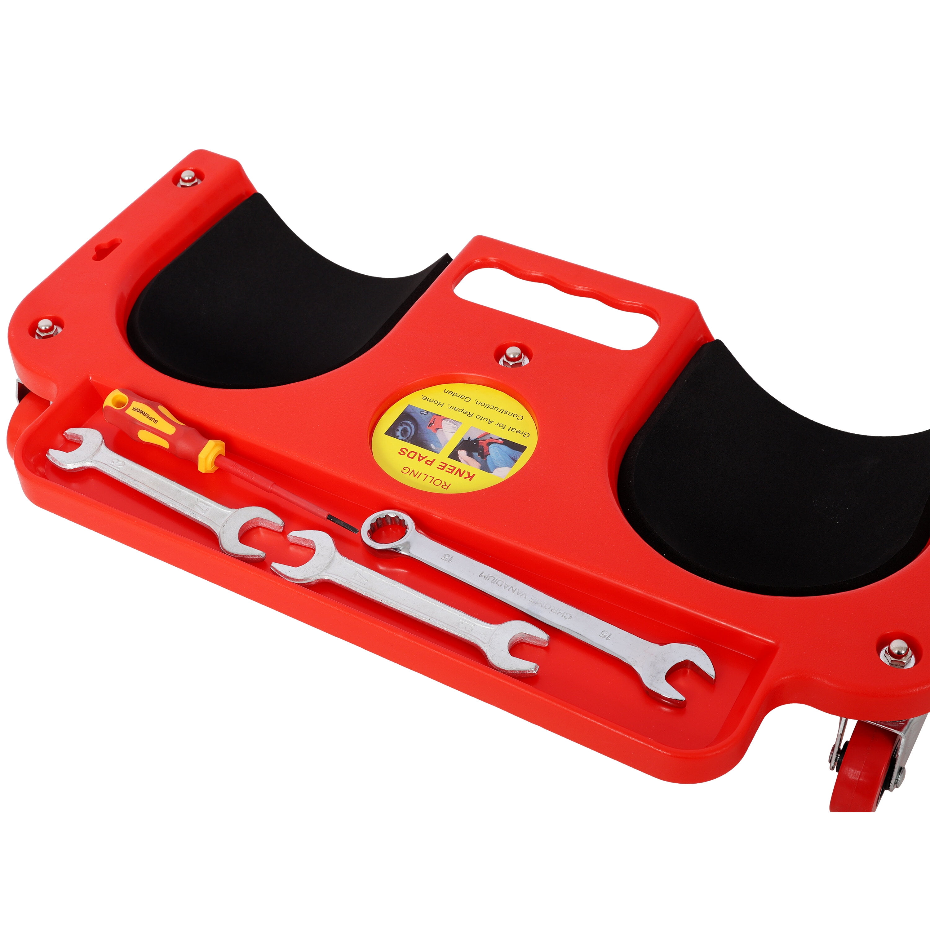 Rolling Knee Creeper Durable Knee Pads with 360 Degree Turn Casters and Tool Tray,for Garage Workshop Garden,Red,