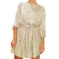 thumbnail image 1 of Ketyyh-chn99 Robes Grande Taille pour Femmes Robe d'Été Robe Extensible Manche à Volants à Étages Robe Trapèze Courte Or,TG, 1 of 4