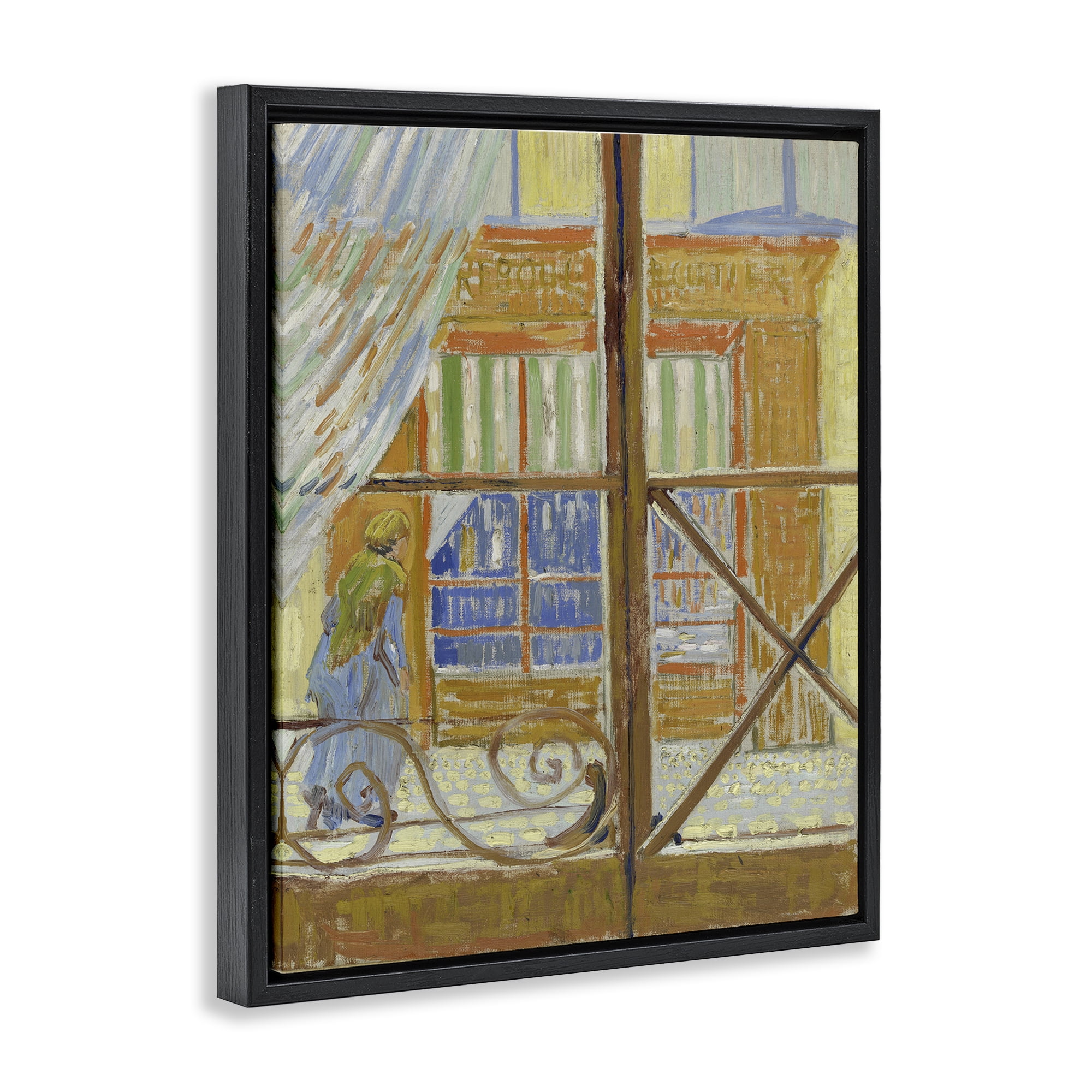 Stupell Industries Van Gogh View of Butcher's Shop Buildings & Architecture Painting Black Floater Framed Canvas Art Print Wall Art, 25 x 31