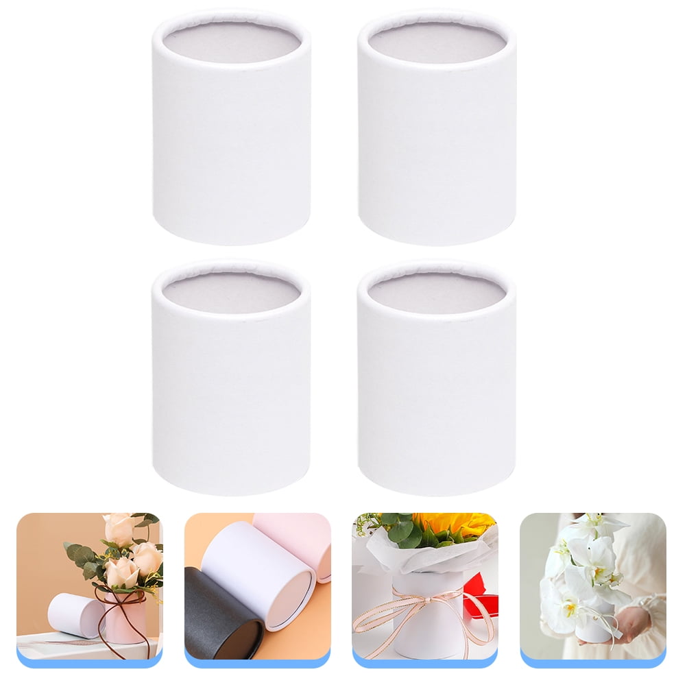 Hemoton 12 pcs  Flower Arrangement Base Containers Round Bouquet Paper Box Bucket Holder Flower Tube Bucket for Wedding Party Favors