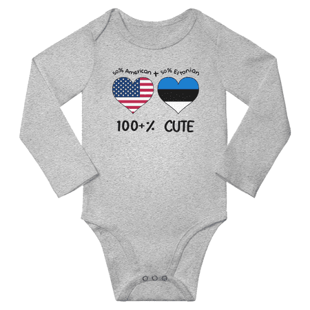 

50% American + 50% Estonian = 100+% Cute Baby Long Slevve Romper Bodysuit (Gray 6-12 Months)