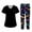 Dark Purple, variant on WTOBBY Women's Short Sleeve Halloween Print Scrubs Set with Pockets, 2-Piece Nursing Uniform, Medical Workwear for Healthcare Professionals, Fun Themed Duty Outfit,Black L