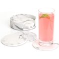 thumbnail image 1 of 6pcs Leather Glass Coasters With Holder For Bar Office Home Marble, 1 of 5