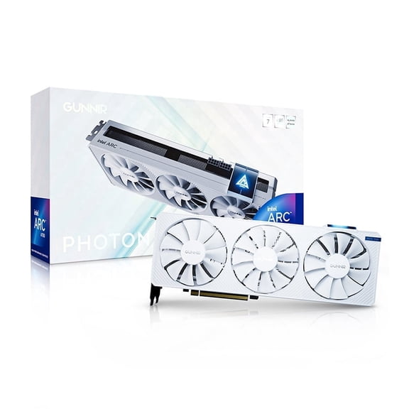 GUNNIR Intel Arc A750 Photon 8G OC W GDDR6 2400MHz Triple Fan White Graphics Card (256-bit, PCIe 4.0, HDMI/DisplayPort, Supports 4k)