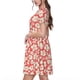 thumbnail image 2 of Balery Beige Flowers Vestidos sueltos de manga corta para mujer, vestidos de verano 2025, vestidos casuales de corte A con vuelo., 2 of 6