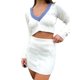 thumbnail image 2 of VISgogo - Conjunto de ropa de primavera y otoño para mujer, suéter de manga larga con cuello en V + falda de punto ajustada blanca VISgogo  moda, 2 of 9