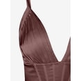 thumbnail image 5 of ZAFUL Women Sexy Prom Dress Silky Pleated Bustier Corset-style Draped Midi Dress Deep Coffee M, 5 of 6