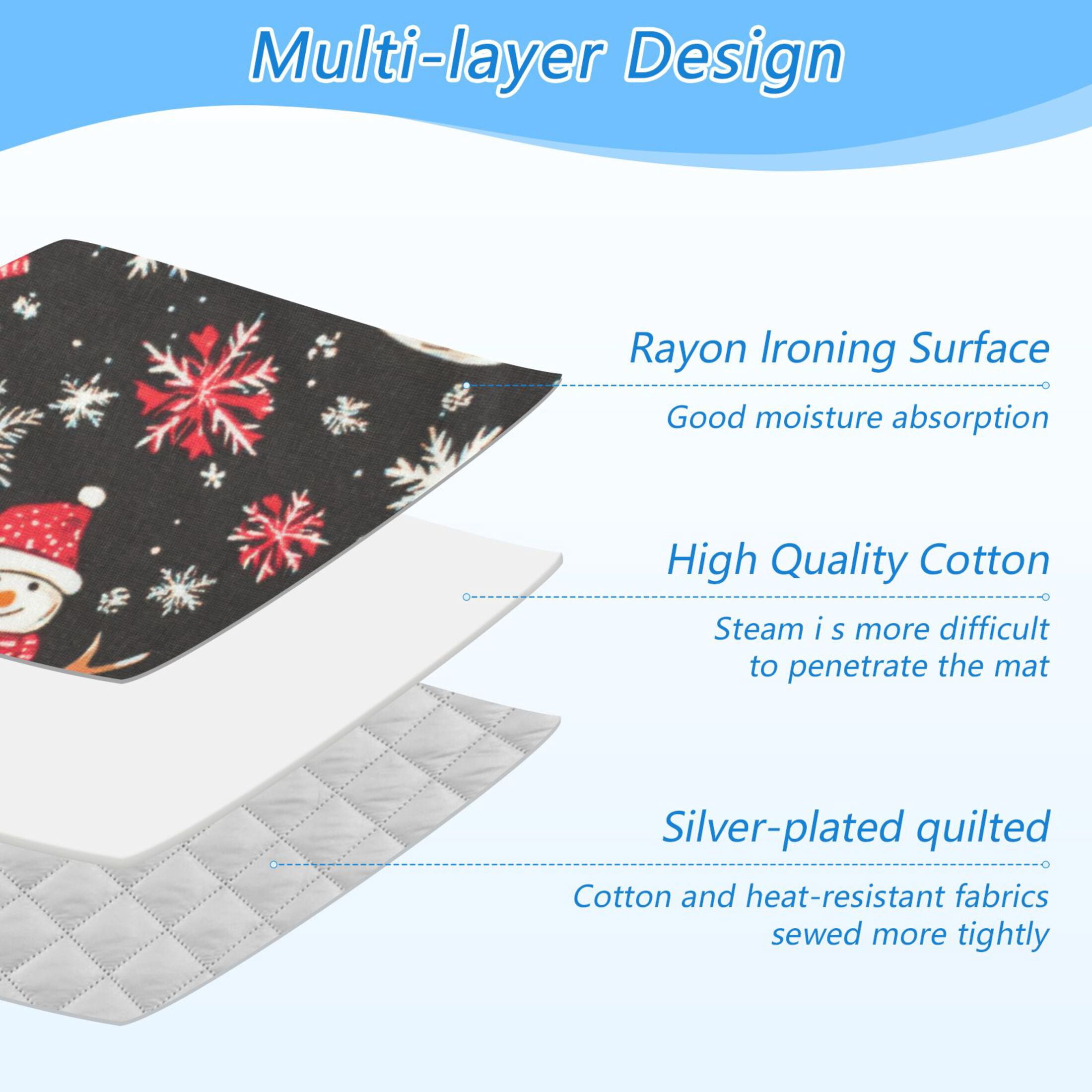 Snowman and Snowflakes Ironing Mat Blanket for Table Top Travel Portable Ironing Board Pad 47.2x27.6 Inch