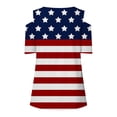 thumbnail image 5 of Midsumdr Womens Tops Summer 4th of July V-Neck Cold shoulder Shirts Casual Short Sleeve American Flag Print Blouse Top, 5 of 5