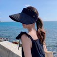 thumbnail image 4 of Women's Sun Visor Hats Wide Brim Straw Beach Hat Ponytail Hats for Women Foldable Floppy, 4 of 7