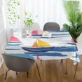 thumbnail image 3 of Yayeee Tablecloths 60" x 120" Rectangle Wrinkle Resistant Party Table Cover, Pink Hand Drawn Sailboats, 3 of 8